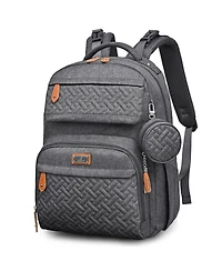 BabbleRoo Kids Diaper Bag Backpack Versatile Travel Mummy with Changing Pad & Accessories, Light Gray