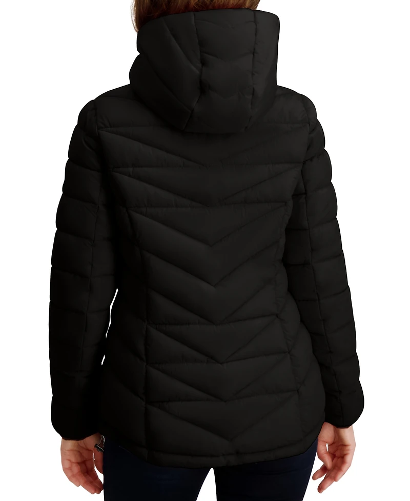 Nautica Women's Hooded Zip-Front Puffer Coat
