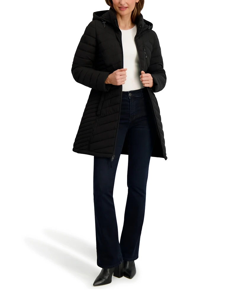 Nautica Women's Hooded Water-Resistant Puffer Coat