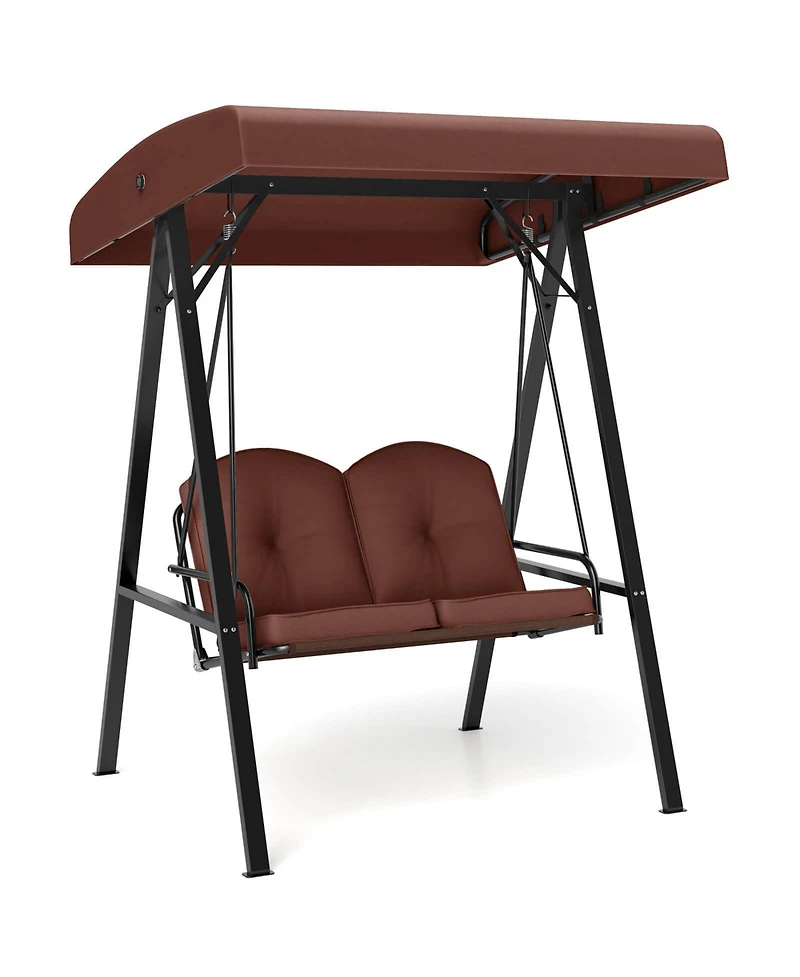 Costway 2-Person Outdoor Porch Swing Loveseat with A-Shaped Metal Stand