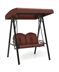 Costway 2-Person Outdoor Porch Swing Loveseat with A-Shaped Metal Stand
