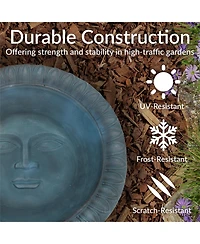 Sunnydaze Decor Outdoor Glass Fiber Reinforced Concrete Patio Garden Facade du Soleil Bird Bath - 26"