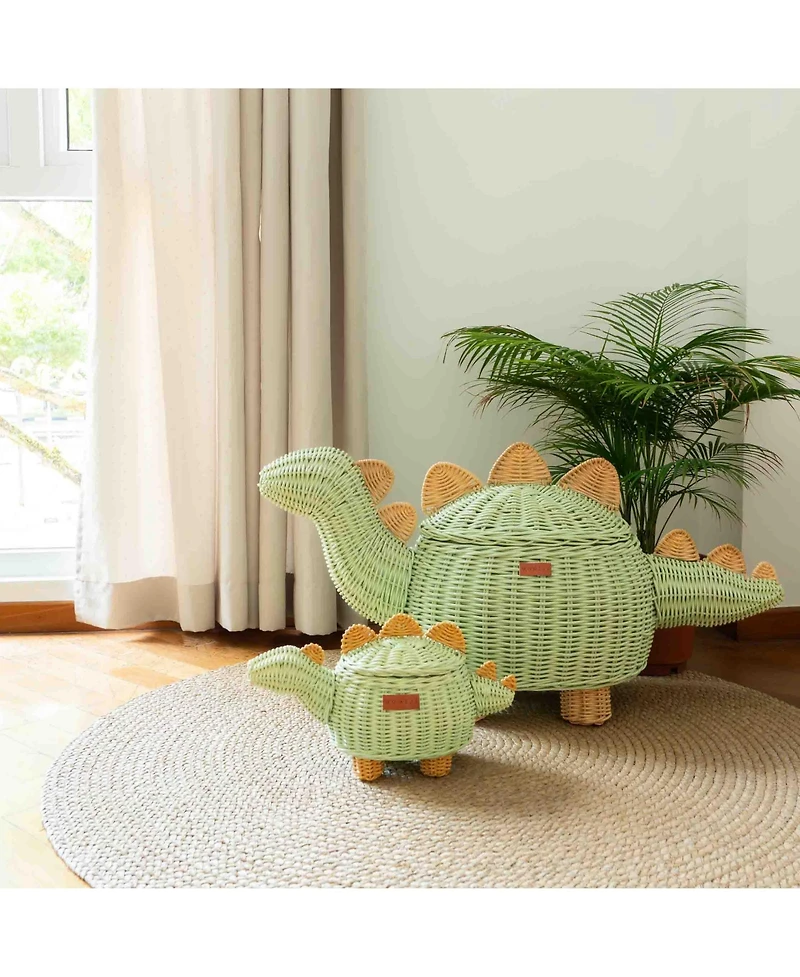 Momiji - Handcrafted Rattan Dinosaur Storage Basket - Wicker