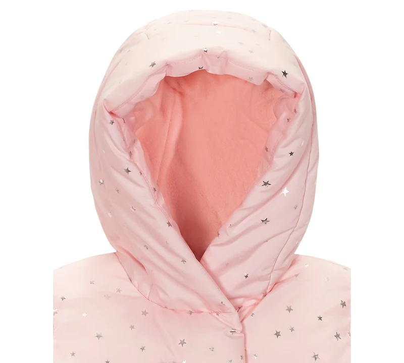 S Rothschild & Co Baby Girls 2-Piece Star Foil Print Puffer Jacket and Mittens Set