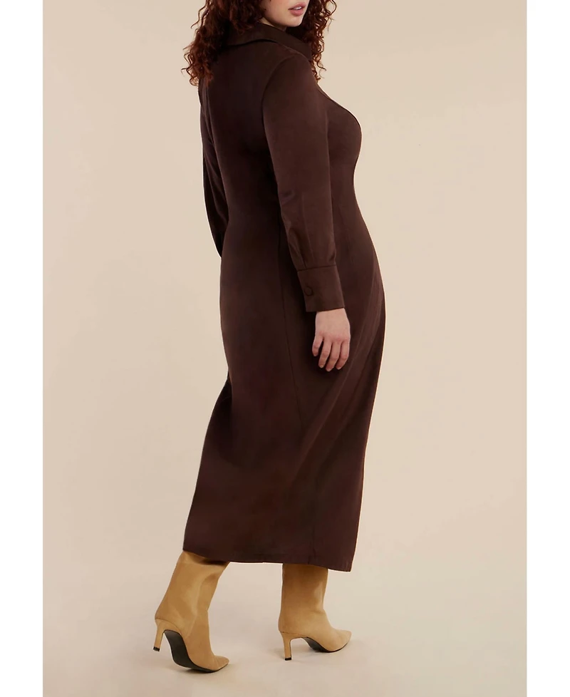 Eloquii Women's Plus Suede Shirt Dress