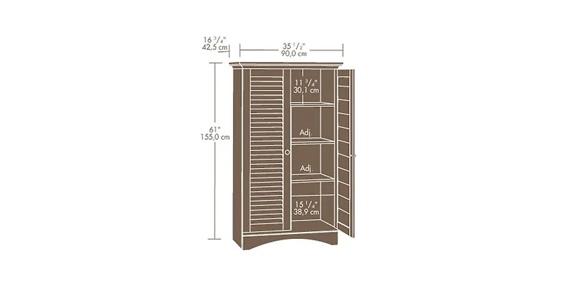 Slickblue Louvered 2-Door Storage Cabinet Armoire for Bedroom or Bathroom Organization