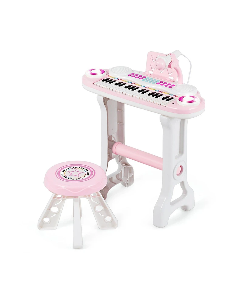 Akiudex Kids 37 Key Electronic Keyboard Piano with Microphone and Stool