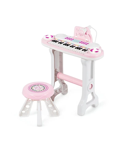 Akiudex Kids 37 Key Electronic Keyboard Piano with Microphone and Stool