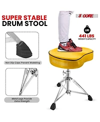 5 Core Drum Throne 4" Padded Guitar Stool Drummer Chair Adjustable Musician Seat