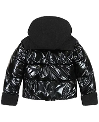 Sam Edelman Big Girls Metallic Mixed Media Puffer Jacket