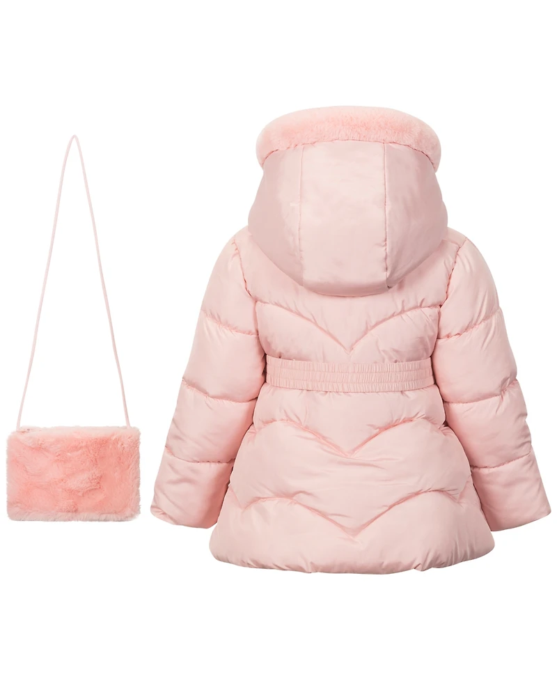 S Rothschild & Co Toddler and Little Girls 2-Piece Belted Coat Purse Set