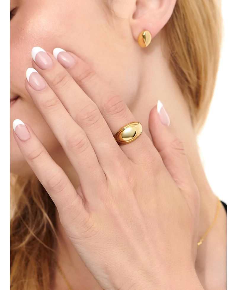 Devata Contour-lined Dome Ring Gold Plated Sterling Silver,