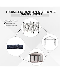 Outsunny 12' x Outdoor Pop-Up Tent Canopy W/ Mesh Sidewalls and Bag,