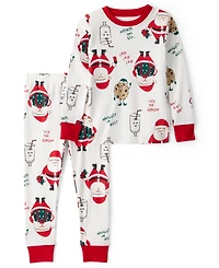 Carter's Toddler Boys or Girls 2-Piece Santa Print Top and Pants Pajama Set