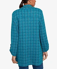 Ruby Rd. Petite Open Front Tweed Patch Pocket Jacket