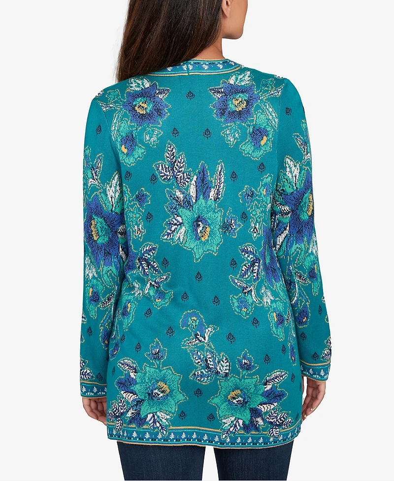 Ruby Rd. Petite Floral Open Front Cardigan Sweater