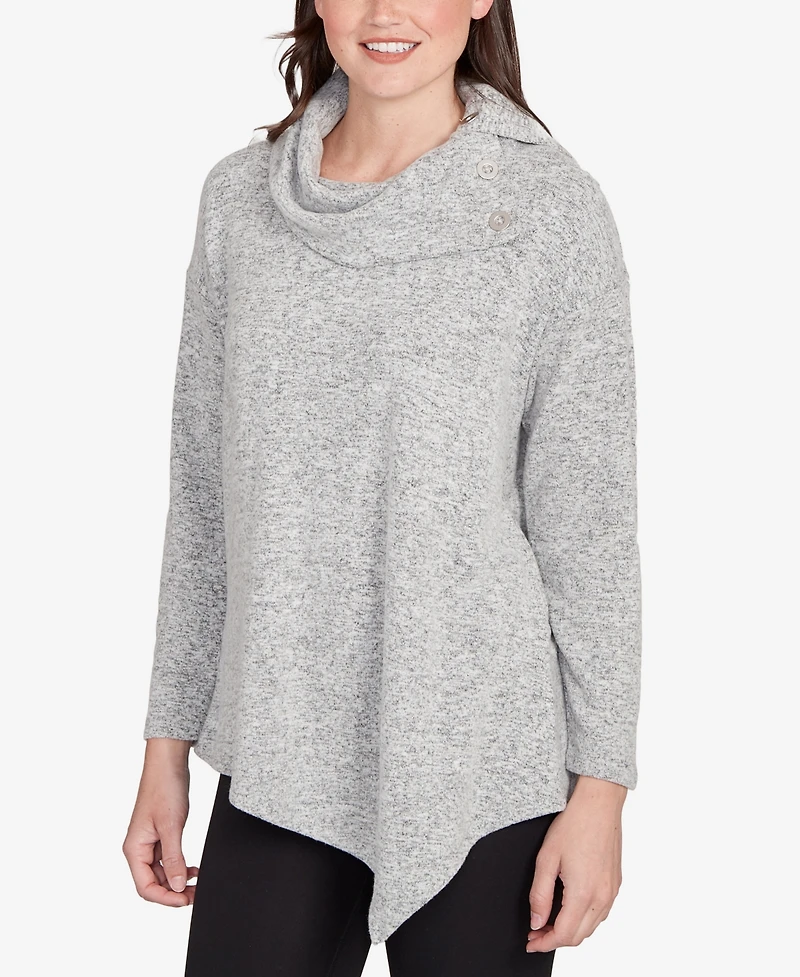 Ruby Rd. Petite Heather Cozy Knit Split Cowl Top