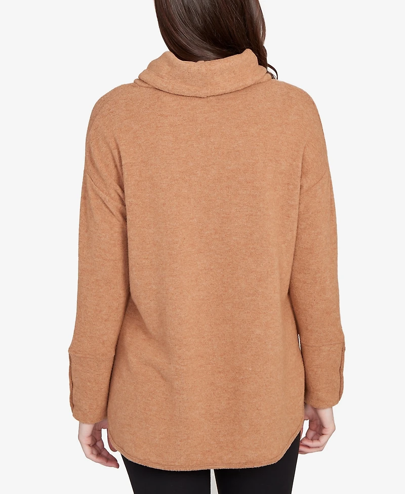 Ruby Rd. Petite Cozy Cowl Neck Drawstring Top