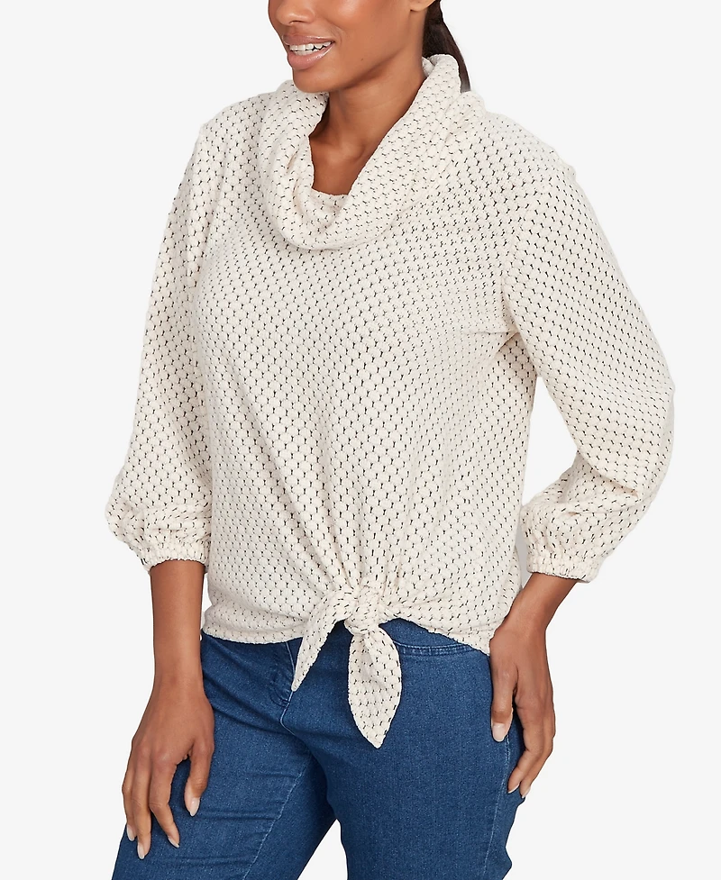 Ruby Rd. Petite Honeycomb Chenille Cowl Neck Top