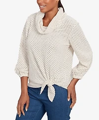 Ruby Rd. Petite Honeycomb Chenille Cowl Neck Top