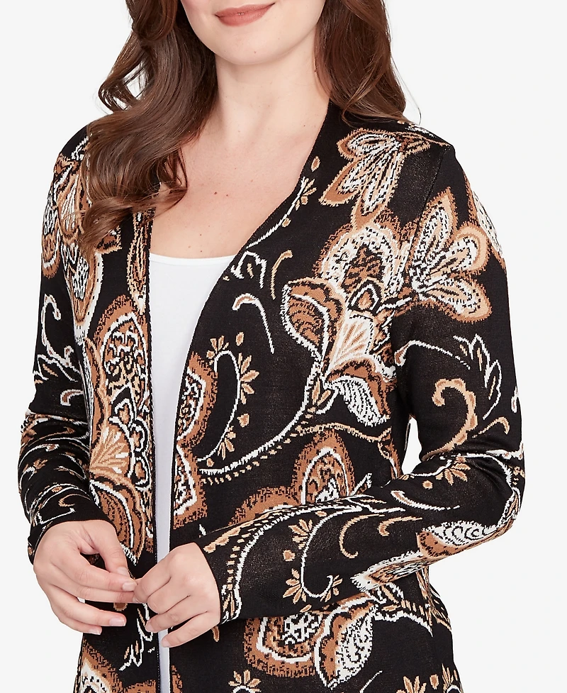 Ruby Rd. Petite Floral Jacquard Cardigan Sweater
