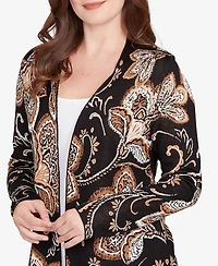 Ruby Rd. Petite Floral Jacquard Cardigan Sweater