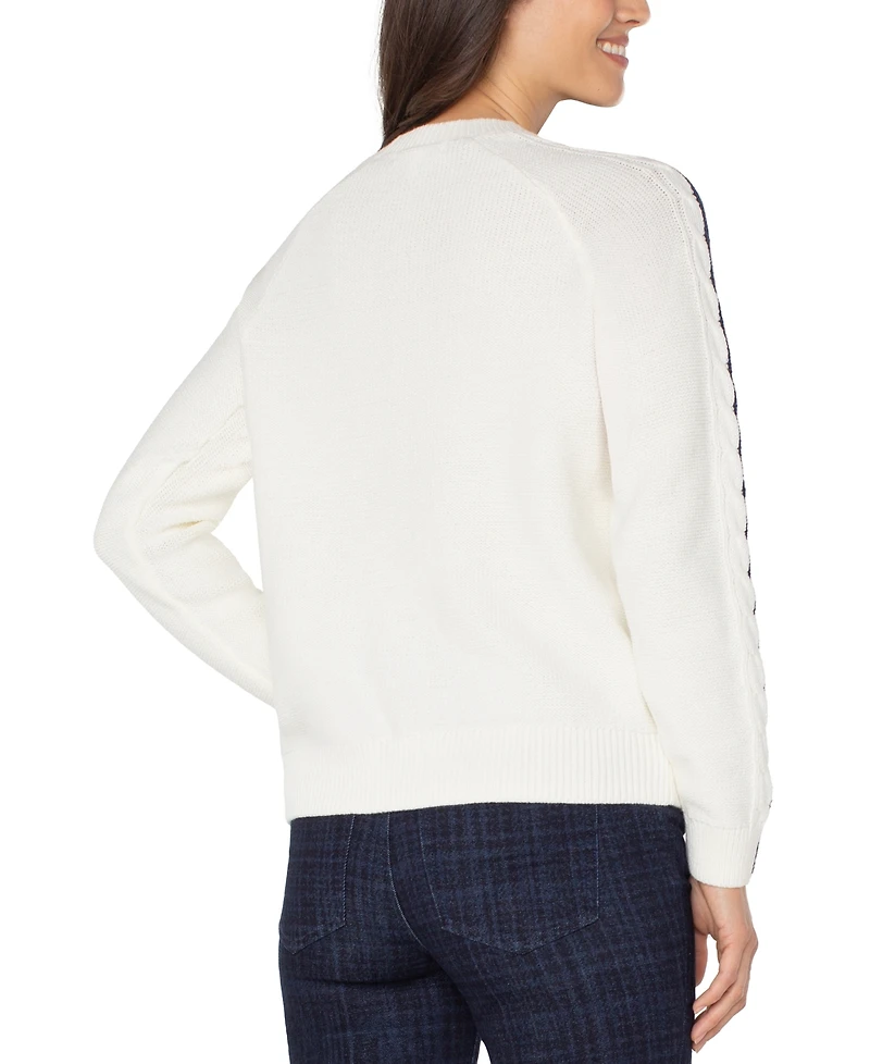 Liverpool Los Angeles Petite Long Sleeve Crewneck Sweater