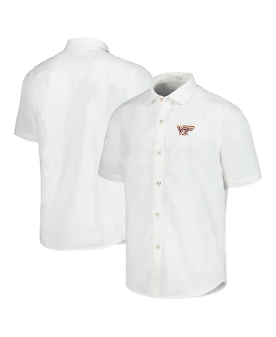 Tommy Bahama Men's White Virginia Tech Hokies Coconut Point Palm Vista IslandZone Camp Button-Up Shirt