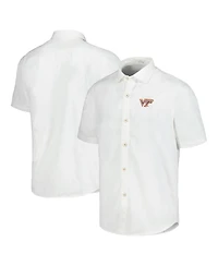 Tommy Bahama Men's White Virginia Tech Hokies Coconut Point Palm Vista IslandZone Camp Button-Up Shirt