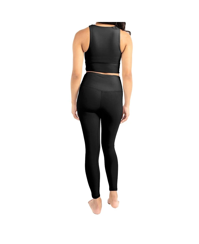 Kadi Brand Women's Black New York Giants Leggings Midi Bra Set