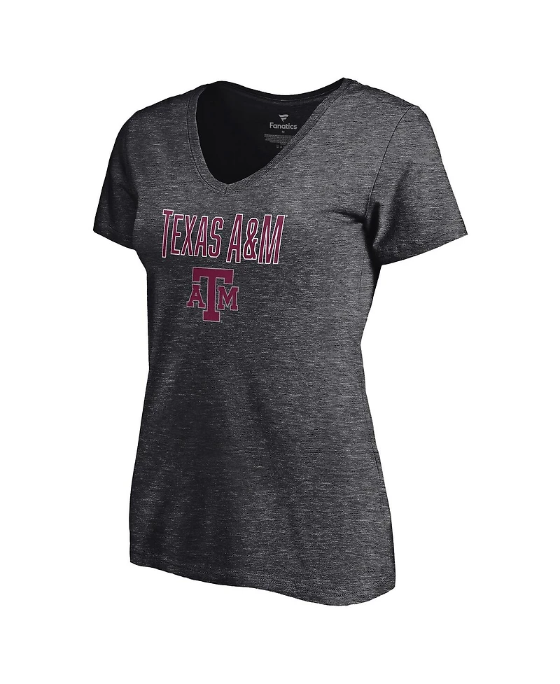 Fanatics Women's Heather Charcoal Texas A&M Aggies Team Lockup V-Neck T-Shirt
