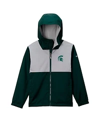 Columbia Big Boys and Girls Green Michigan State Spartans Rainy Fields Lined Omni-Tech Full-Zip Hoodie Jacket