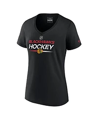 Fanatics Women's Black Chicago Blackhawks Authentic Pro V-Neck T-Shirt