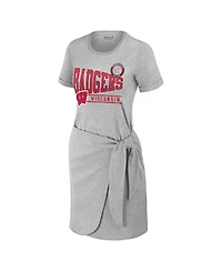 Wear by Erin Andrews Women's Heather Gray Wisconsin Badgers Knotted T-Shirt Dress