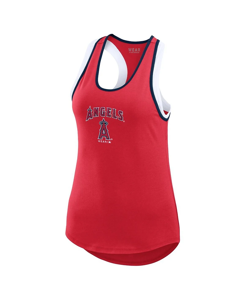 Wear by Erin Andrews Women's Red Los Angeles Angels Color Block Racerback Tank Top