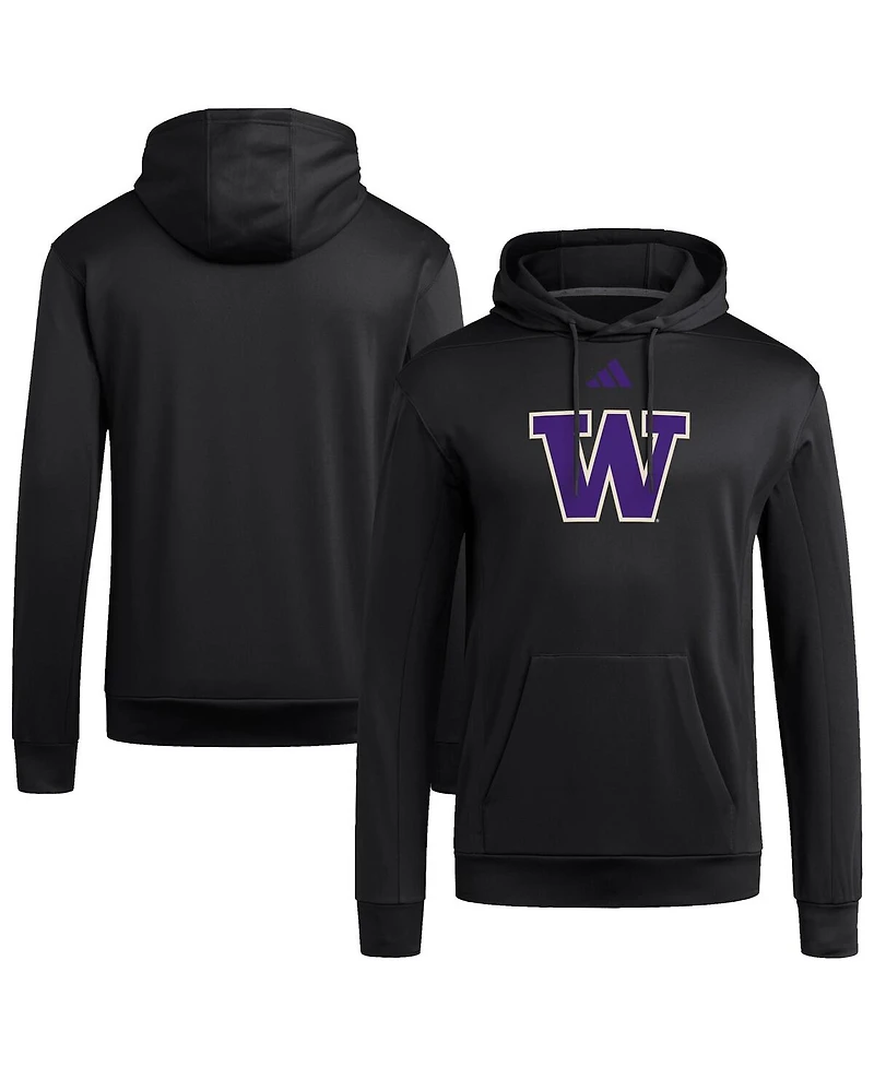 Adidas Men's Black Washington Huskies Locker Logo Fleece Pullover Hoodie