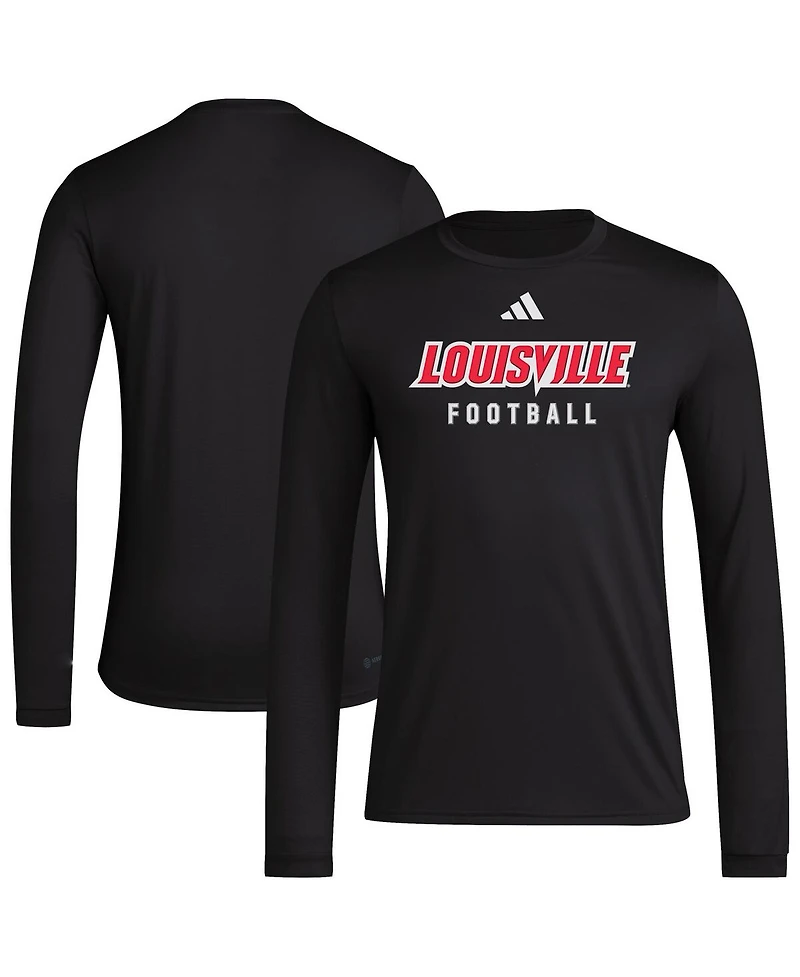 Adidas Men's Black Louisville Cardinals Locker Practice Football Pre-Game Long Sleeve T-Shirt