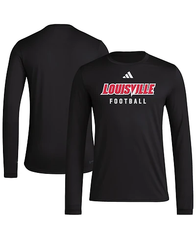Adidas Men's Black Louisville Cardinals Locker Practice Football Pre-Game Long Sleeve T-Shirt
