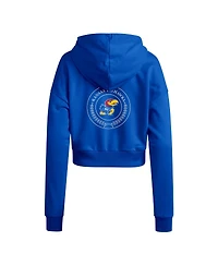 Adidas Women's Royal Kansas Jayhawks Campus Queen Cropped Pullover Hoodie