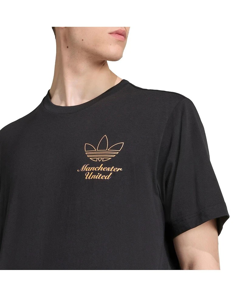 Adidas Men's Black Manchester United Terrace Icons Collection Graphic T-Shirt