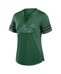 Fanatics Women's Green New York Jets Play Script Lace-Up T-Shirt