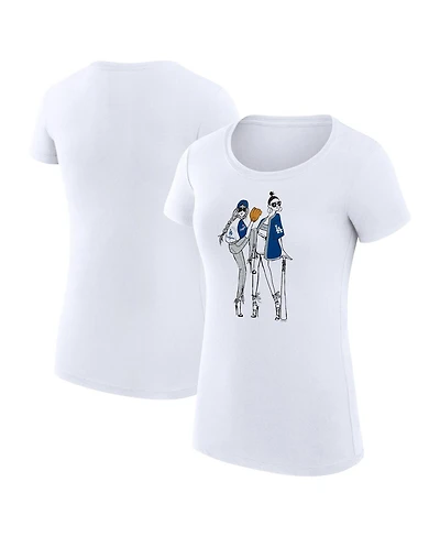 G-iii 4Her by Carl Banks Women's White Los Angeles Dodgers Super-Slim Fit Lightweight Baseball Girls T-Shirt