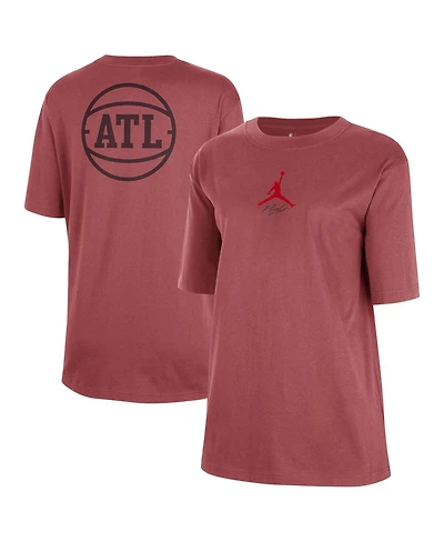 Jordan Women's Red Atlanta Hawks Courtside Statement Edition Boyfriend T-Shirt