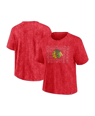 Fanatics Women's Red Chicago Blackhawks Faded Wash T-Shirt