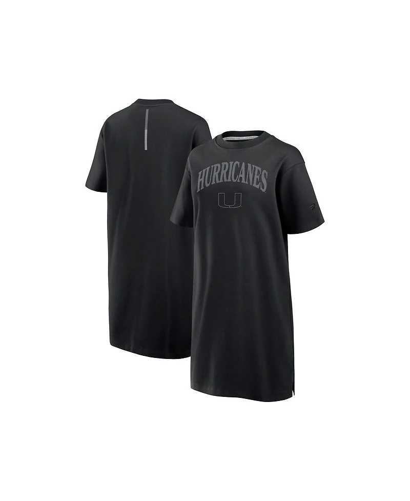 Fanatics Women's Black Miami Hurricanes Elements Go Tri-Blend T-Shirt Dress