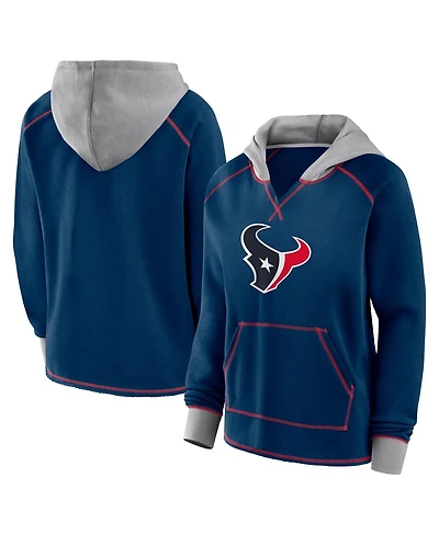 Logo Athletic Women's Navy Houston Texans Boom Fleece Pullover V-Neck Hoodie
