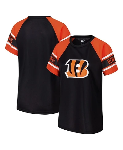 Starter Women's Black Cincinnati Bengals 1st Rounder Color Block Raglan Top