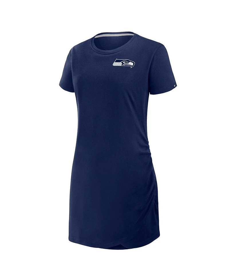 Fanatics Women's College Navy Seattle Seahawks Ruched Drape T-Shirt Dress