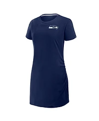Fanatics Women's College Navy Seattle Seahawks Ruched Drape T-Shirt Dress