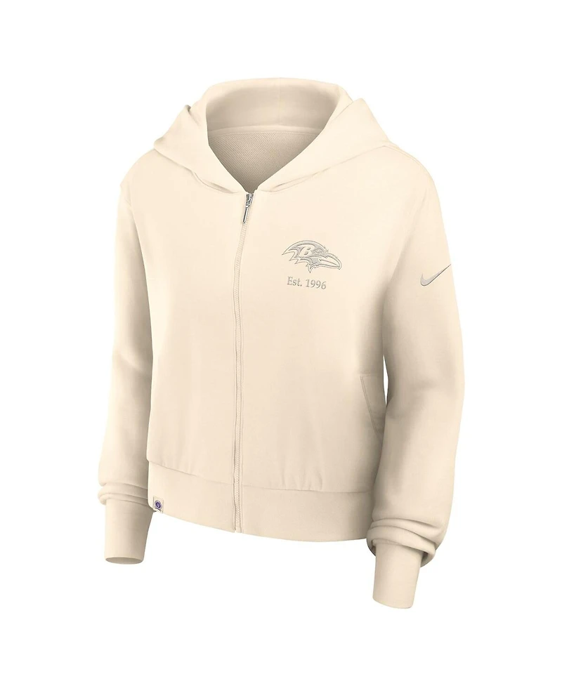 Nike Women's Cream Baltimore Ravens Glory Cropped Full-Zip Hoodie